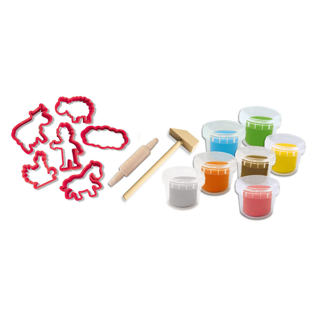 Ses kreativ – mein erstes – Ton-Mega-Set – Werkzeuge und Tonformen – glutenfreier Ton in leuchtenden Farben – trocknet nicht aus – Bauernhof-Thema – mit Nudelholz und Hammer aus Holz