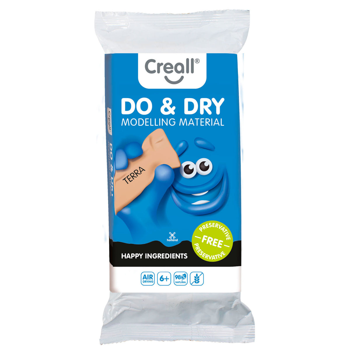 Creall macht trockene Modelliermasse, konservierungsfreies Terra, 1000gr.