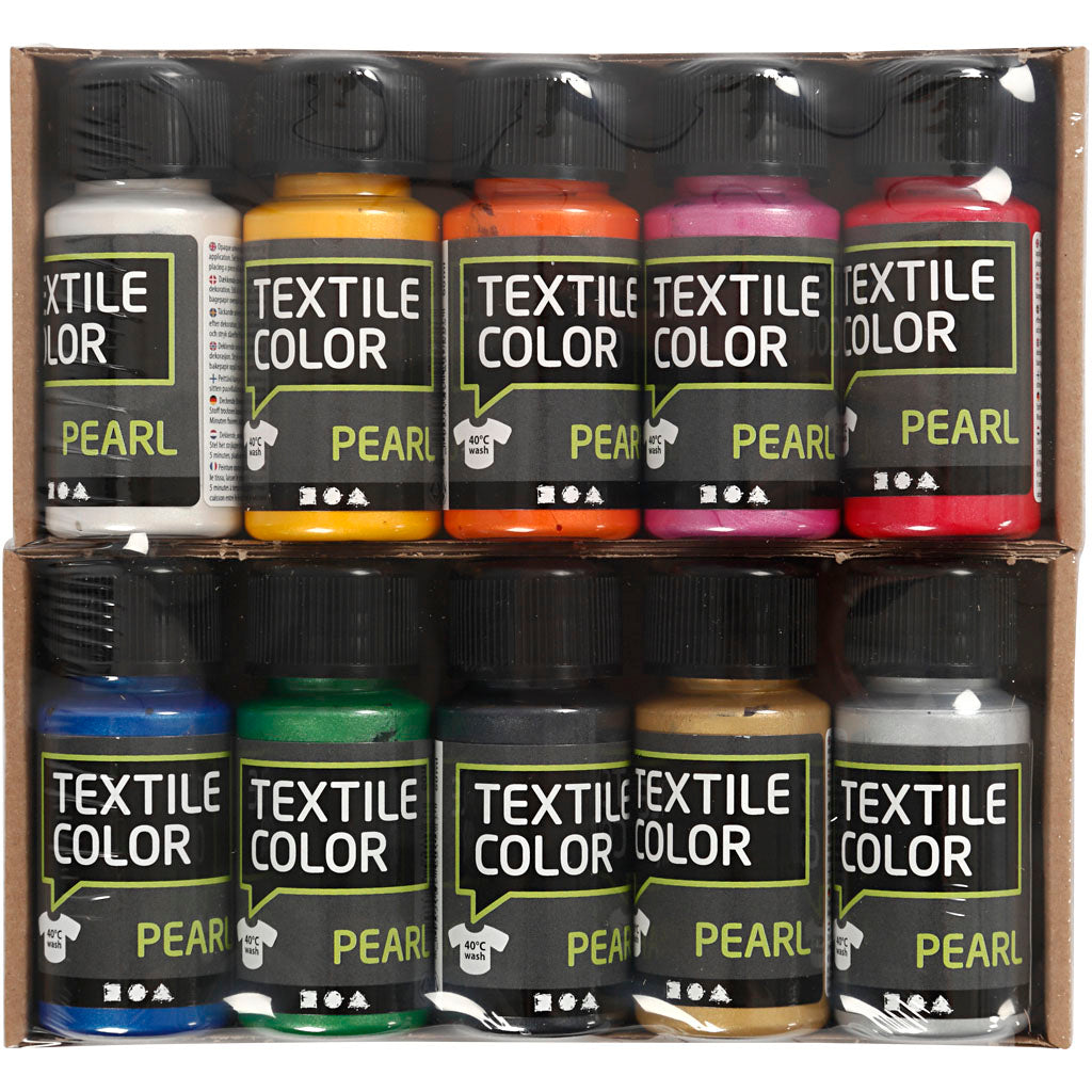 Creativ Company Textilfarbe verschiedene Farben, 10x50ml.