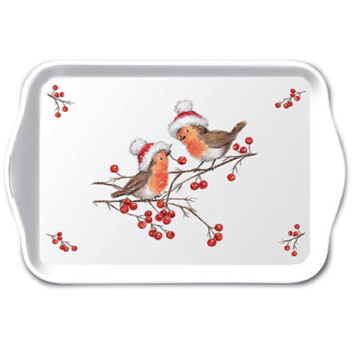 Ambiente-Tablett 13x21cm Weihnachtsrotkehlchen