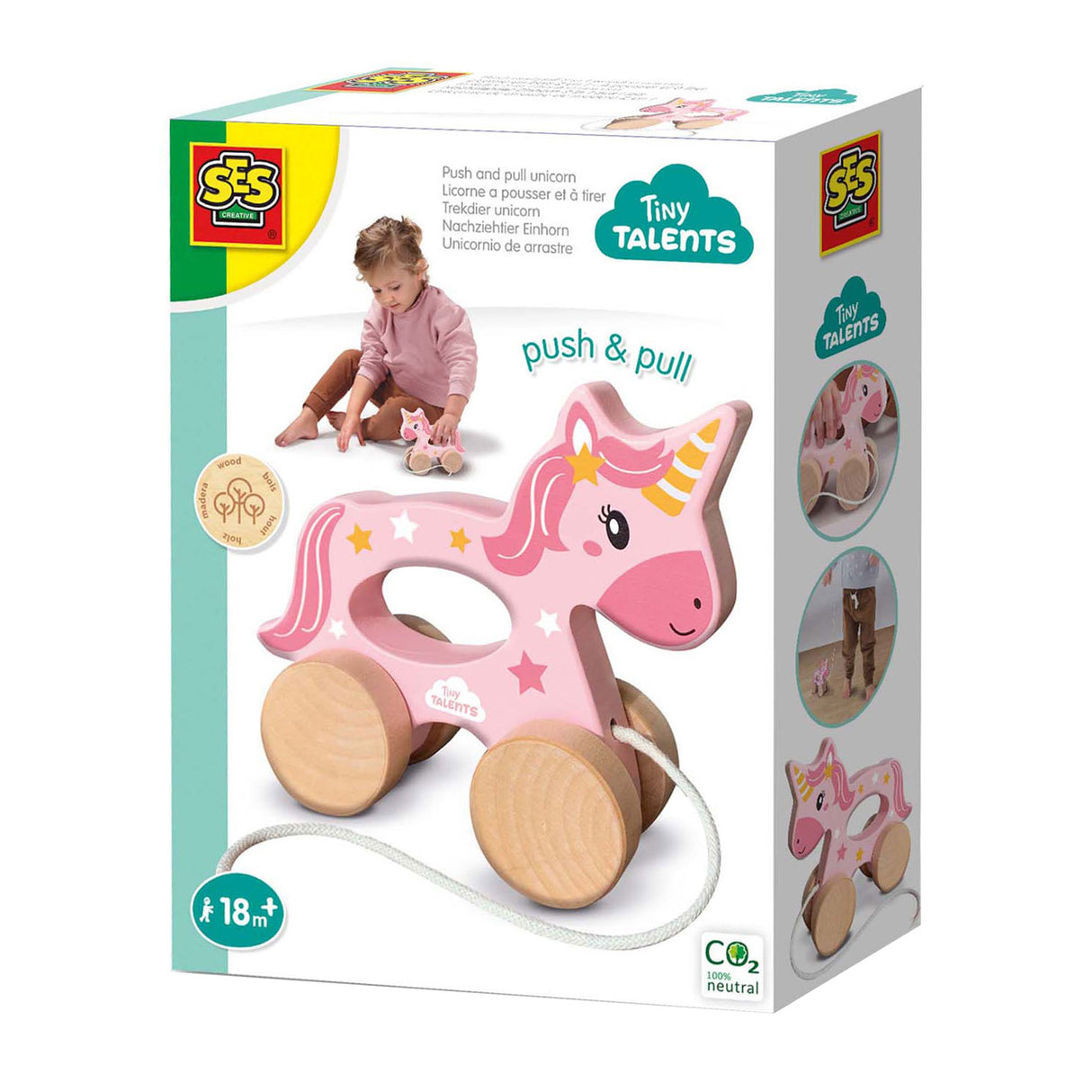 Ses Holz-Nachziehtier 2 in 1 - Einhorn