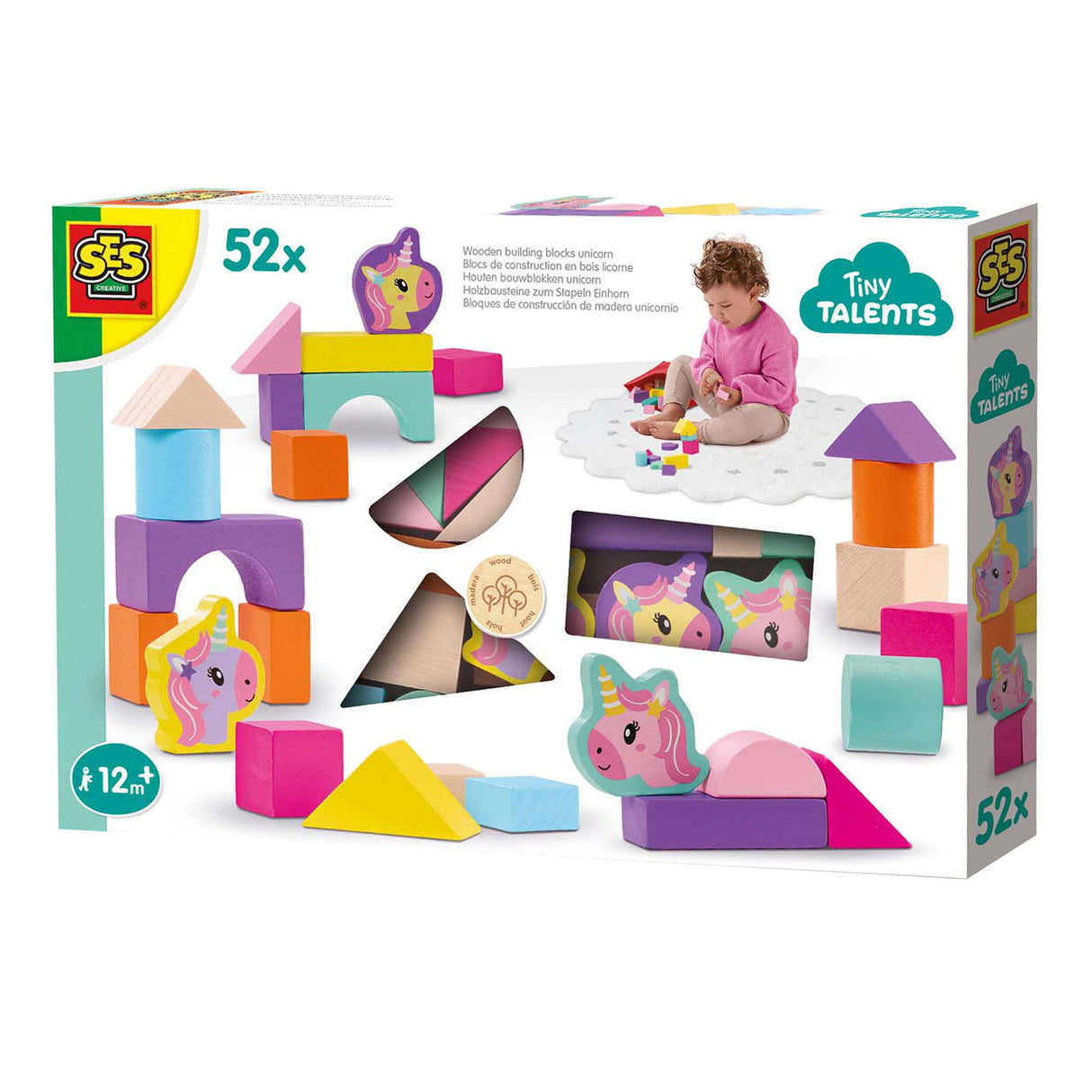 Ses Holzbausteine Einhorn, 52 Stk.
