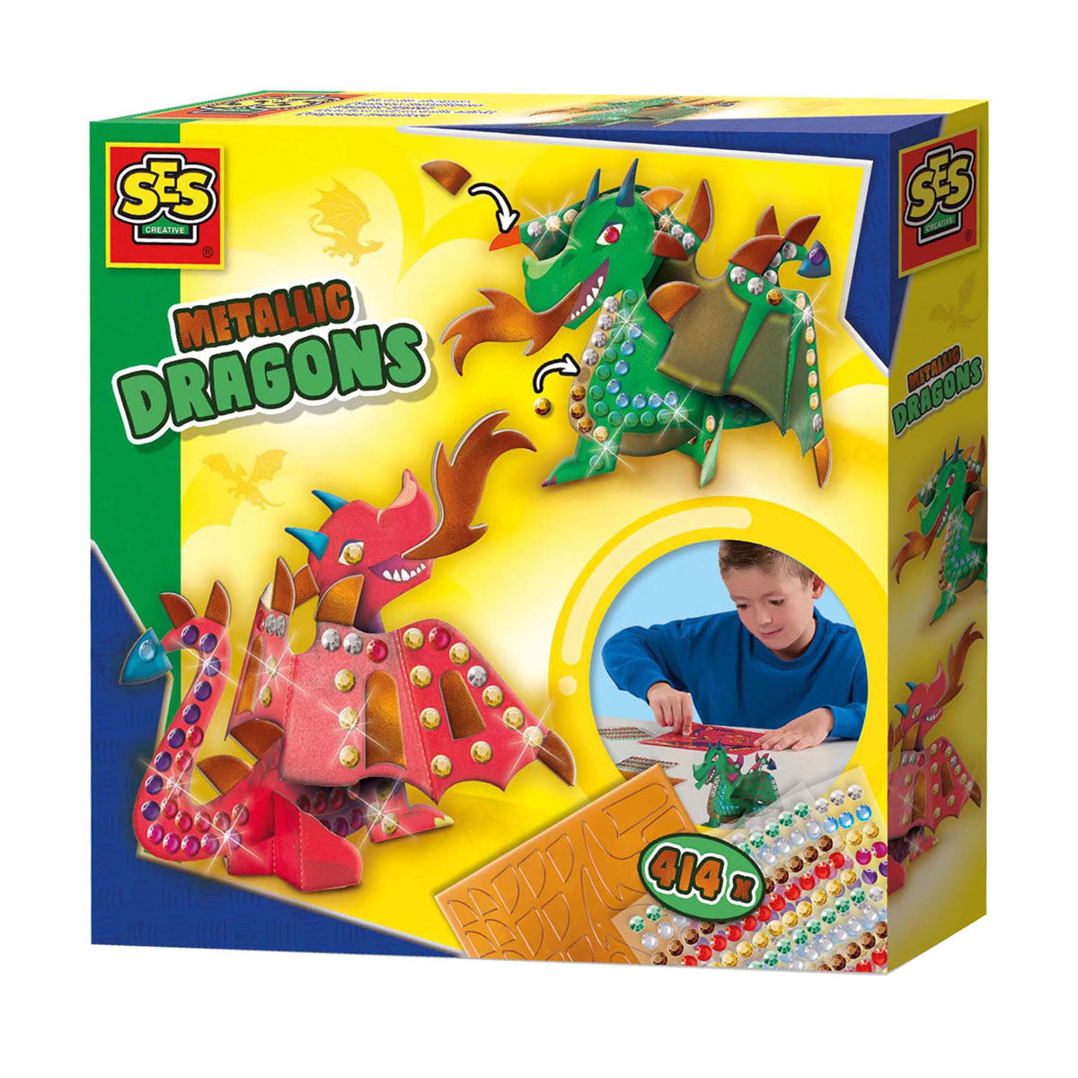 Sechs metallische Drachen