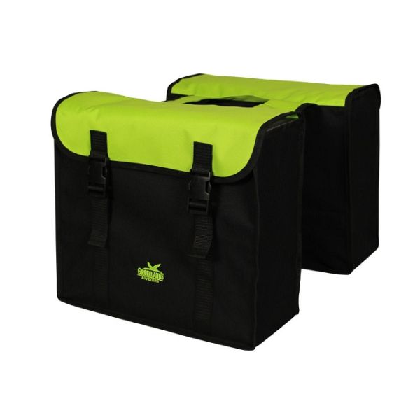 Greenlands Doppel-Fahrradtasche 34 Liter 37 x 33 x 14 cm (2x) – schwarz-limettengrün
