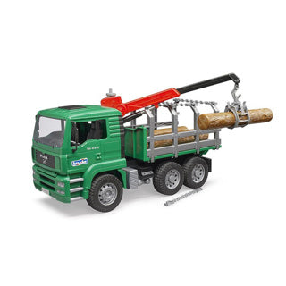 Bruder Man TGA Holztransporter mit Kran und Baumstämmen