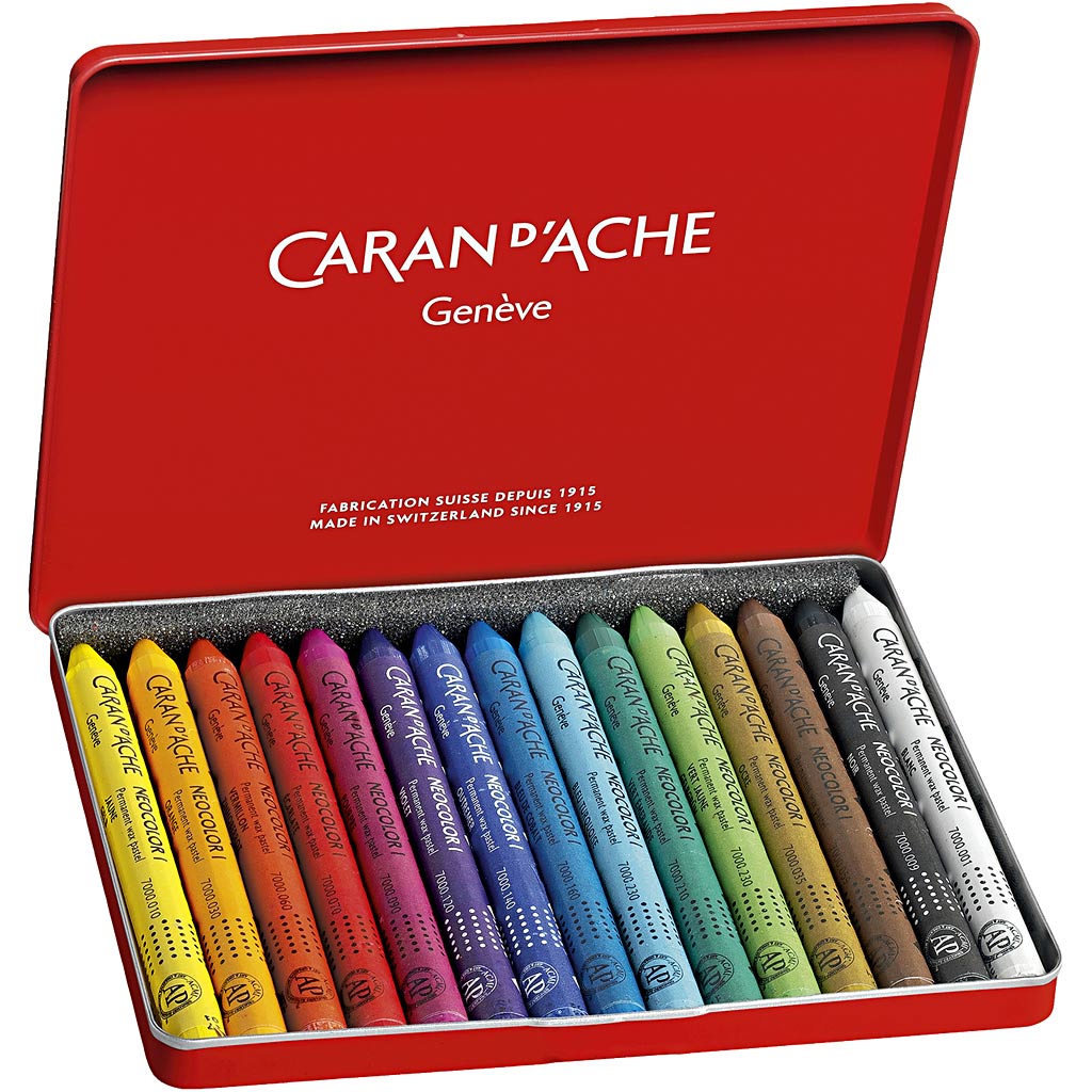 Caran dache caran d'ache neocolor i, L: 10 cm, Stärke 8,5 mm, verschiedene Farben, 15 Stück 1 Box