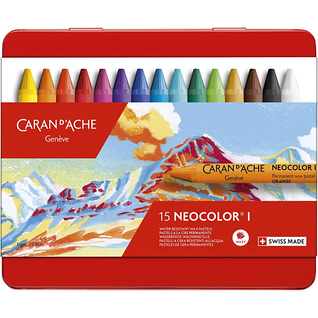 Caran dache caran d'ache neocolor i, L: 10 cm, Stärke 8,5 mm, verschiedene Farben, 15 Stück 1 Box