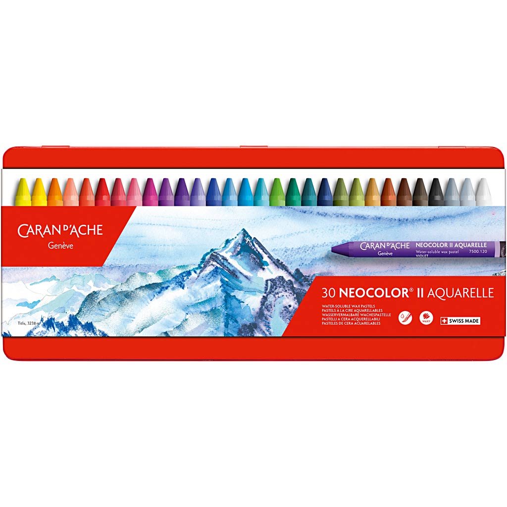 Caran Dache Caran d'Ache Neocolor II, L: 10 cm, Stärke 8,5 mm, verschiedene Farben, 30 Stück 1 Box