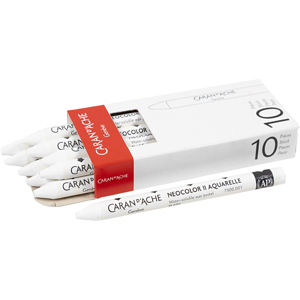 Caran Dache Caran d'Ache Neocolor II, L: 10 cm, Stärke 8,5 mm, Weiß (001), 10 Stück 1 Box