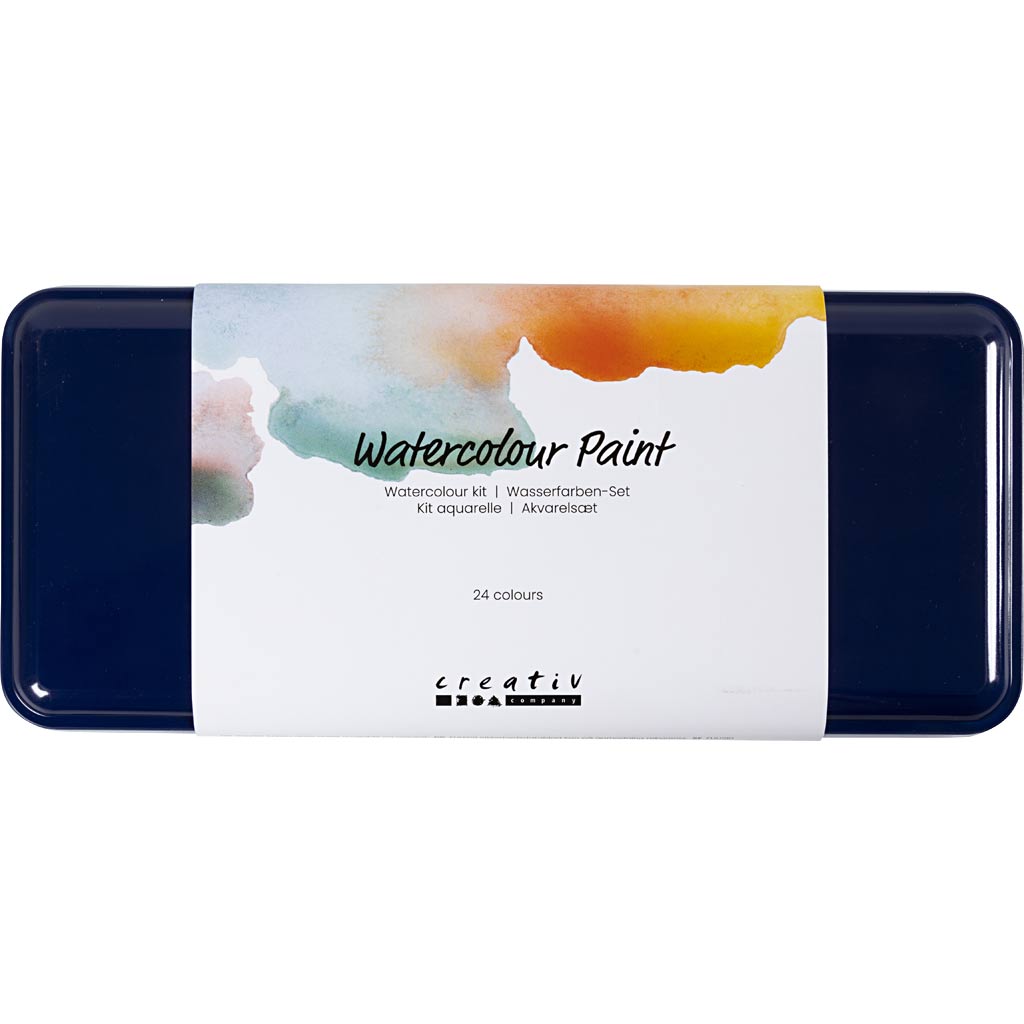 Creativ Company Aquarell-Set, Größe 12x30 mm, verschiedene Farben, 24 Farben 1 Box