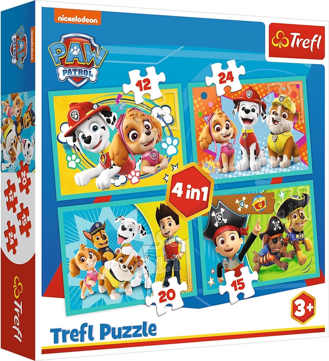 Trefl-Puzzle – Paw Patrol 4-in-1-Puzzle – 12 bis 24 Teile
