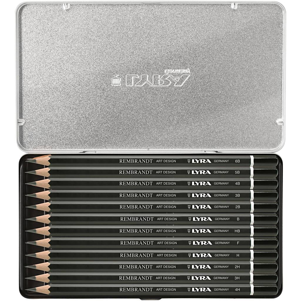 Lyra Art Design Zeichenstifte, B, 2b, 3b, 4b, 5b, 6b, hb, h, 2h, 3h, 4h, f, 12 Stück 1 Box