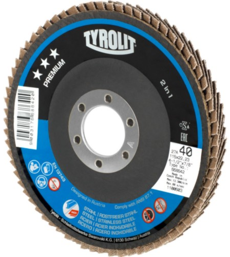 Tyrolit Fächerschleifscheibe 125mm ZA40 Stk. Edelstahl flach | 10 Stück