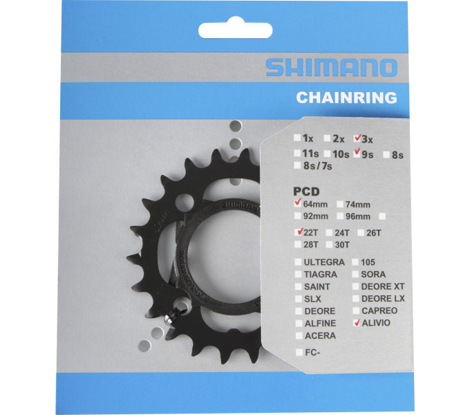 Shimano-Kette Top 22T Alivio FC-M4000 FC-M4050 9 Geschwindigkeit mit Kettenschutz schwarz