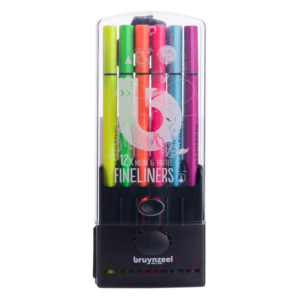 Bruynzeel Fineliner-Set Neon-Pastell, 12 Farben