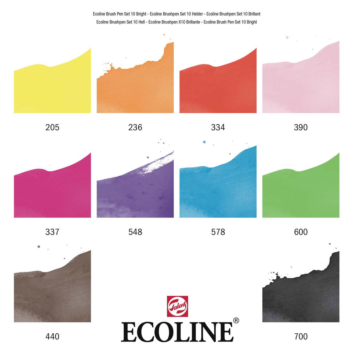 Bruynzeel Ecoline Pinselstift-Set klar, 10 Farben