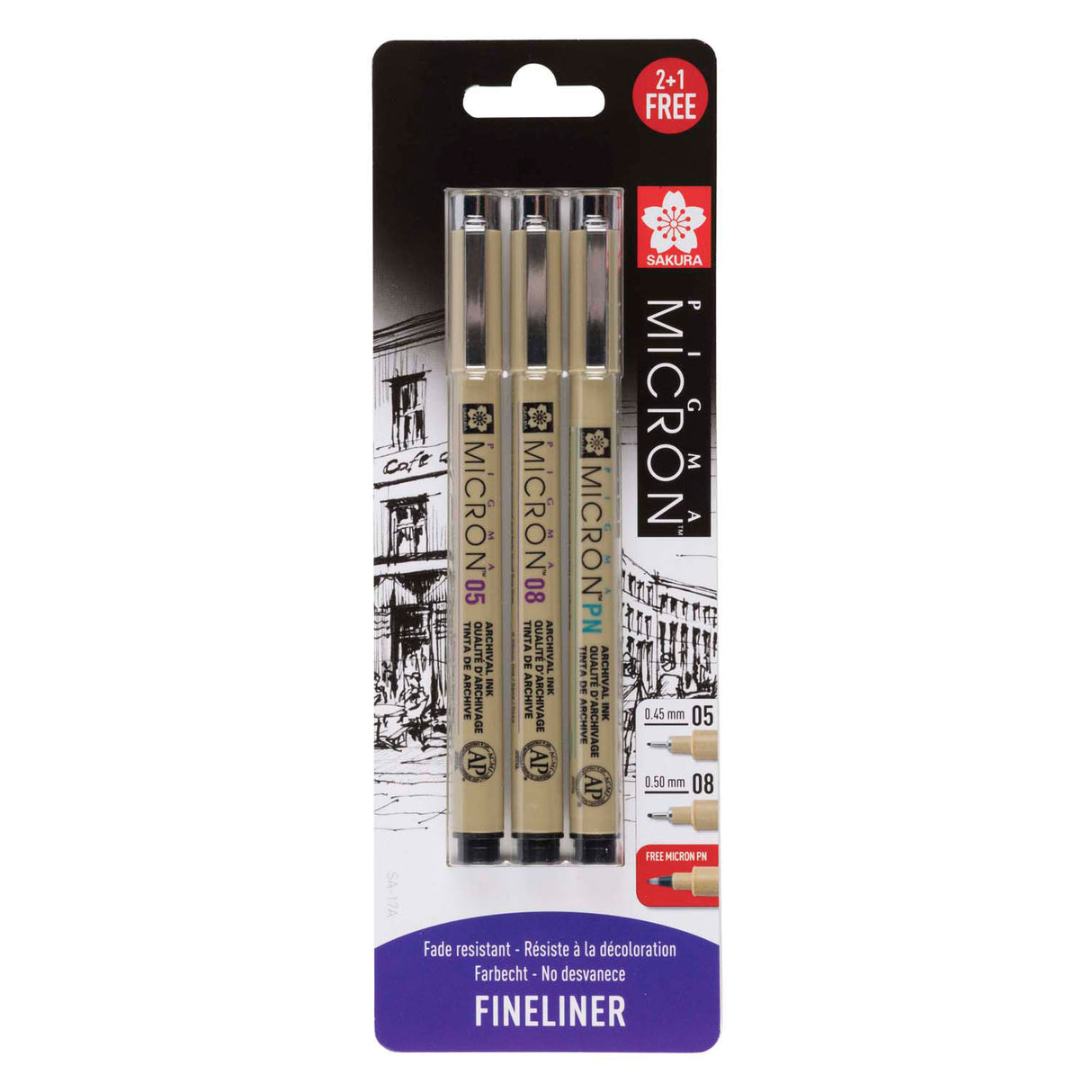 Sakura Blisterkarte Pigma Micron 3 Stück
