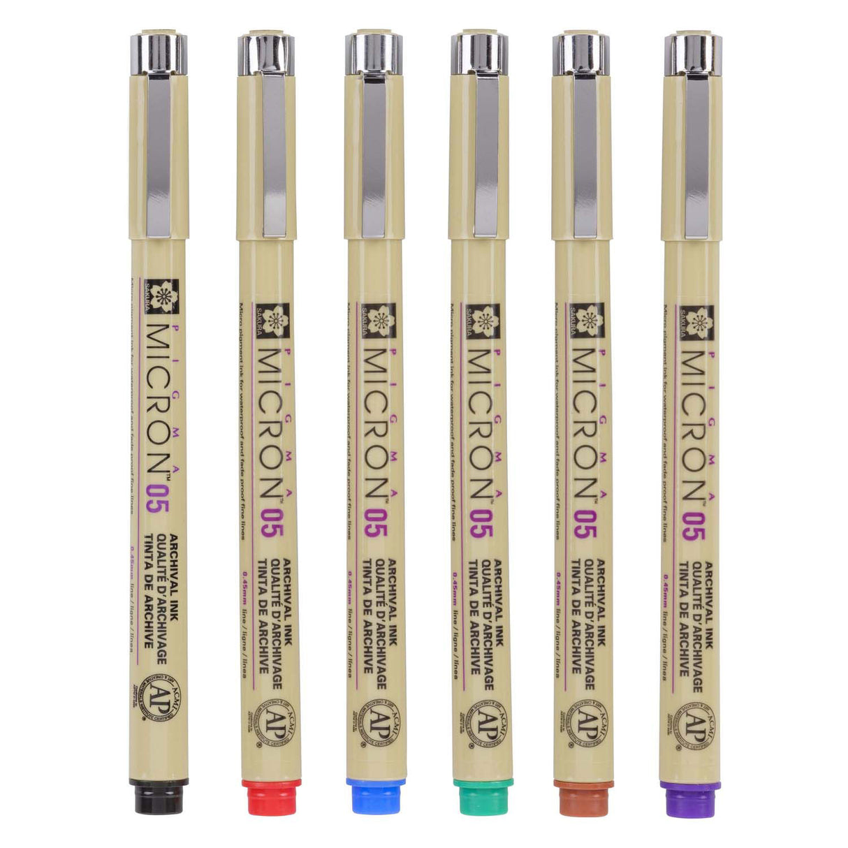 Sakura Pigma Micron 05 Federmäppchen mit 6 Grundfarben