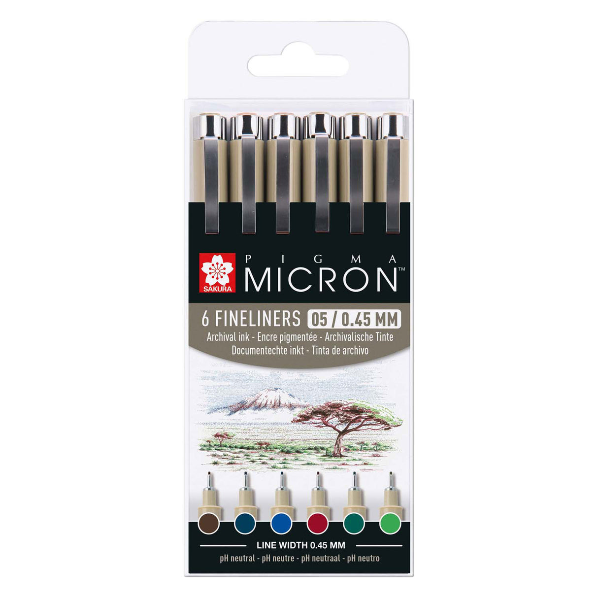 Sakura Pigma Micron 05 Federmäppchen mit 6 Erdfarben