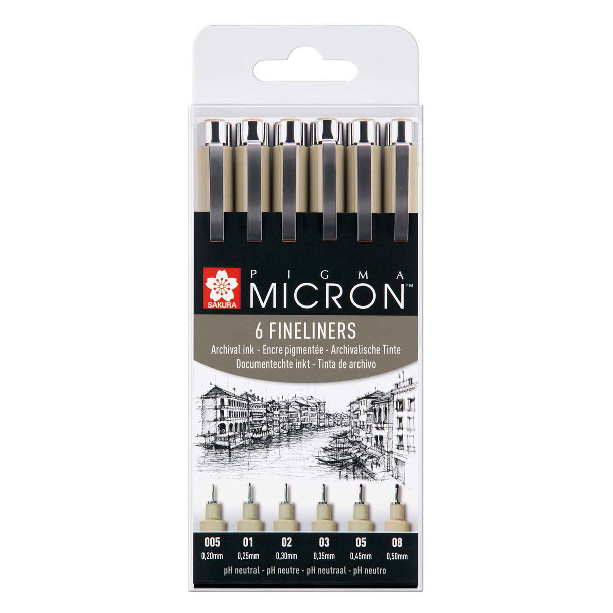 Sakura Pigma Micron Federmäppchen 6 Fineliner schwarz