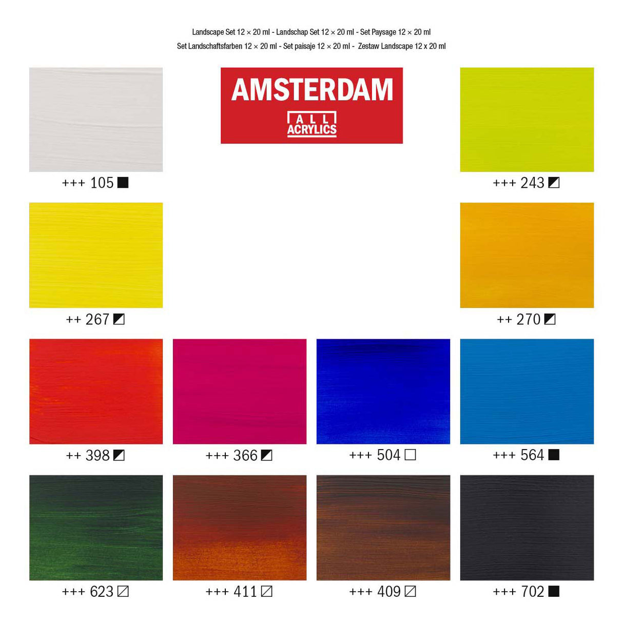 Bruynzeel Amsterdam Standard-Serie Acrylfarben-Landschaftsset 20 ml, 12-tlg.