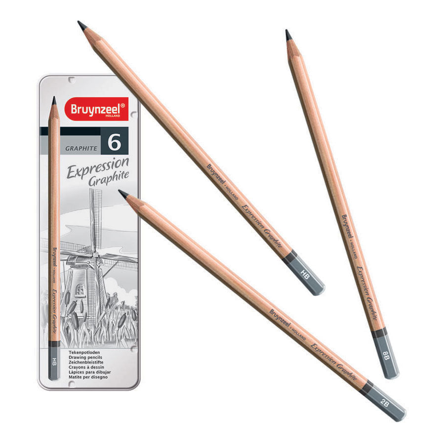 Bruynzeel Expression Graphitstifte – Dose – 6 Stück