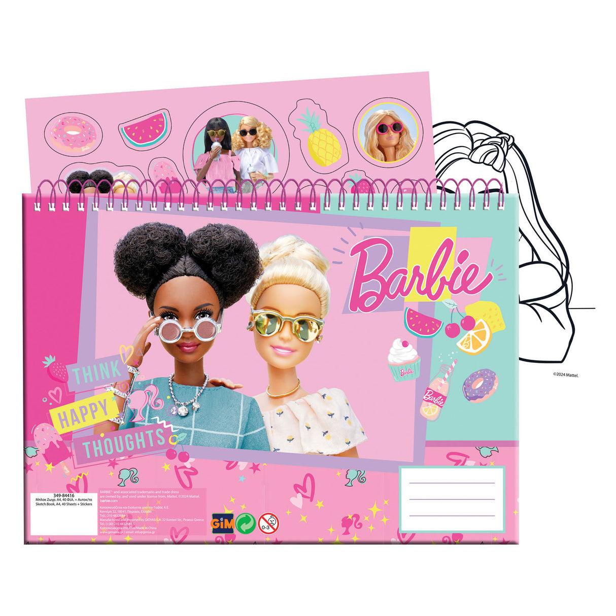 Barbie-Zeichenblock, 40 Blatt inkl. Aufkleber