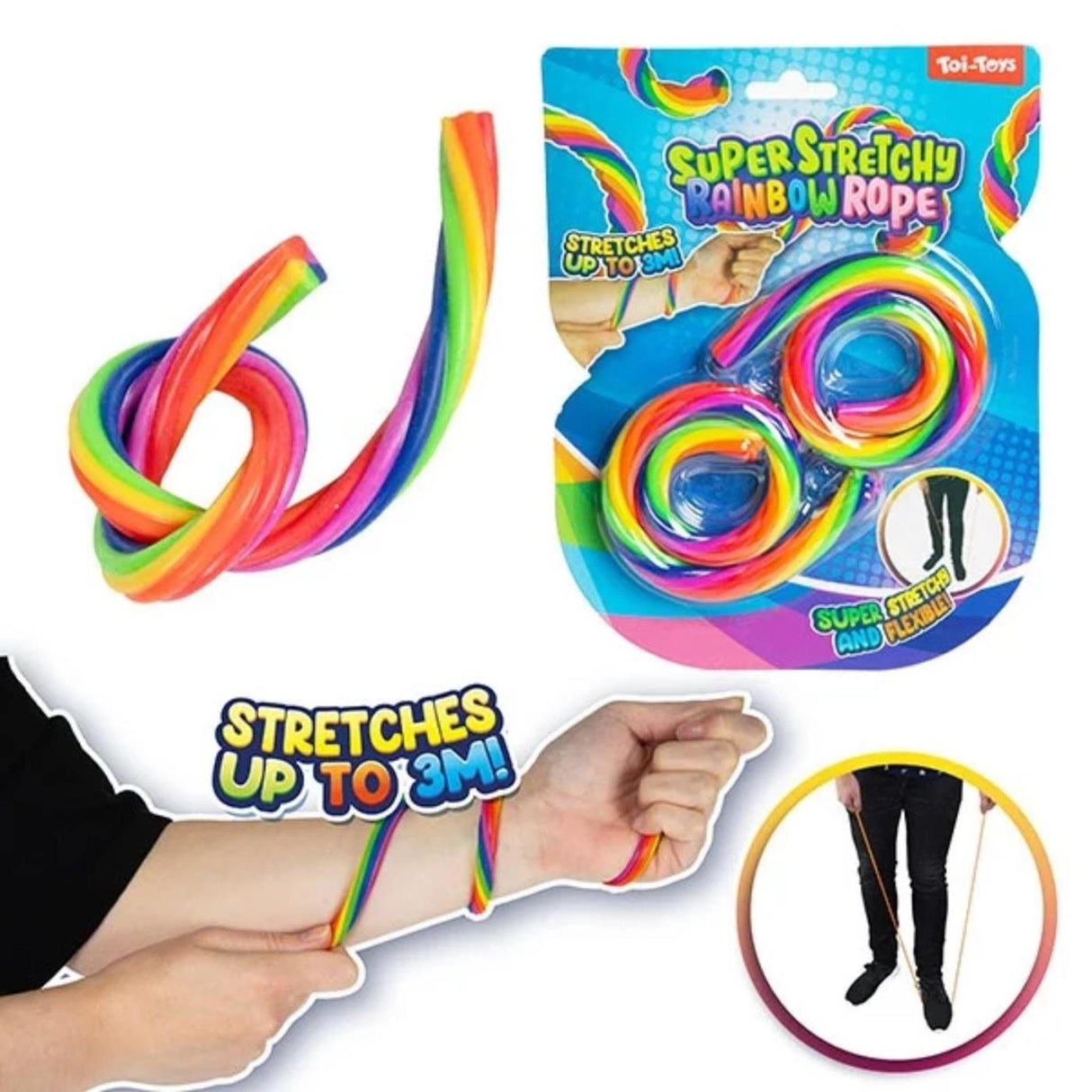 Toi-toys Toi Toys super dehnbares Seil Regenbogen Blisterpackung mit 2 Stück