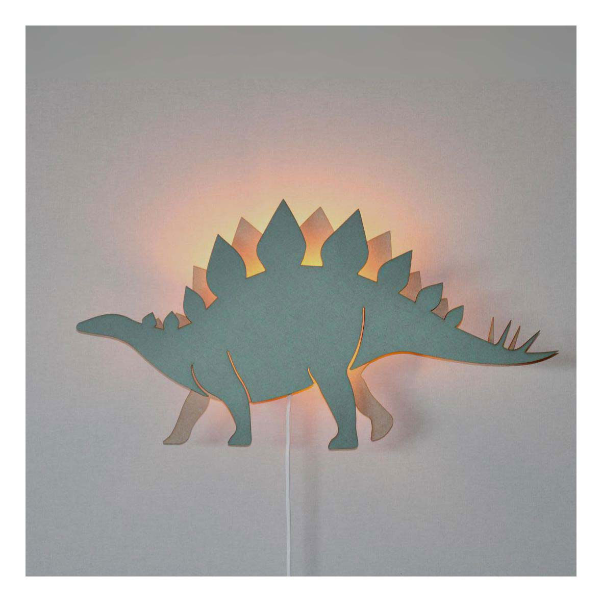 Von Tjalle und Jasper – Dino-Wandleuchte Stegosaurus – Holz