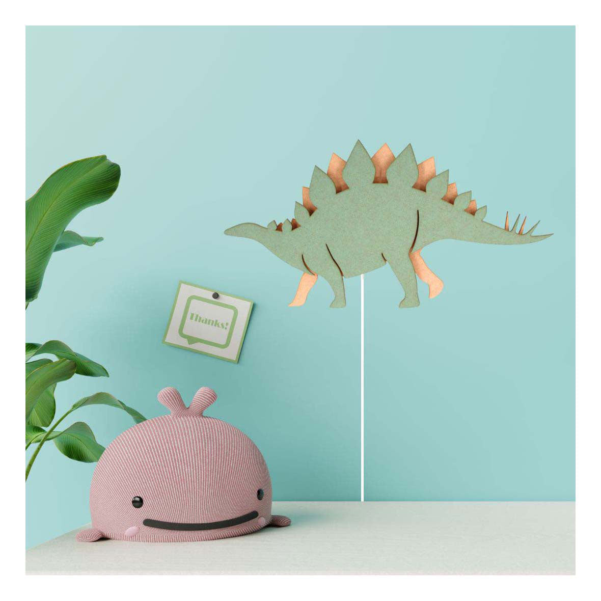 Von Tjalle und Jasper – Dino-Wandleuchte Stegosaurus – Holz
