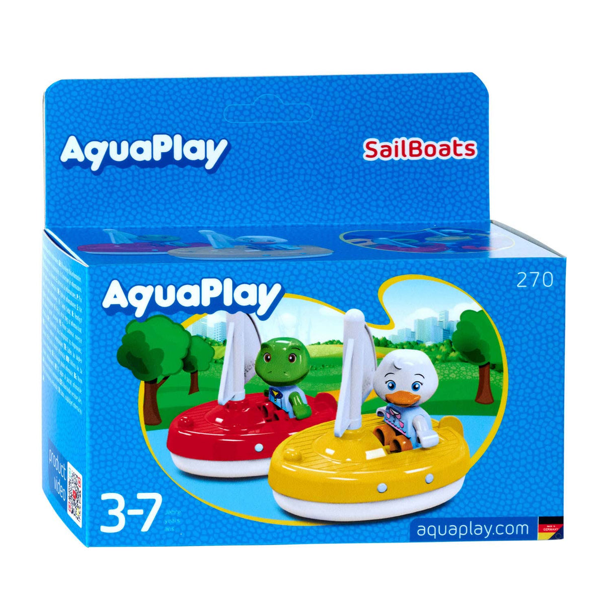 Aquaplay groß – 2 Segelboote + 2 Figuren – Wasserbahn-Zubehör