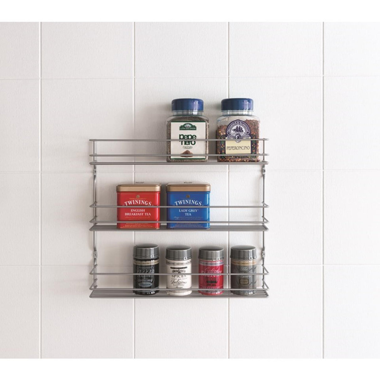 Metaltex platzsparendes Smart Kitchen Pepito Gewürzregal 3 Ebenen 36x32x8 cm Silber