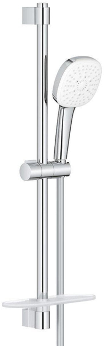 Grohe Tempesta 110 Cube Schiebestangenset – 60 cm – quadratische Handbrause – 3 Strahlarten – glatter Brauseschlauch – Chrom