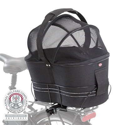 Trixie Fahrradkorb hinten schwarz mit Kissen und Haube