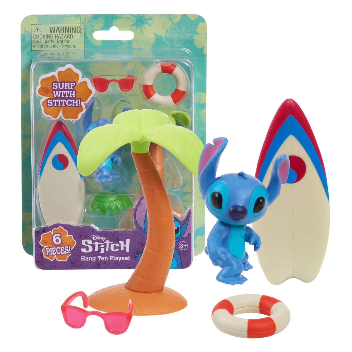 Spectron Stitch-Spielfigur mit Surfbrett-Spielset, 5-teilig.