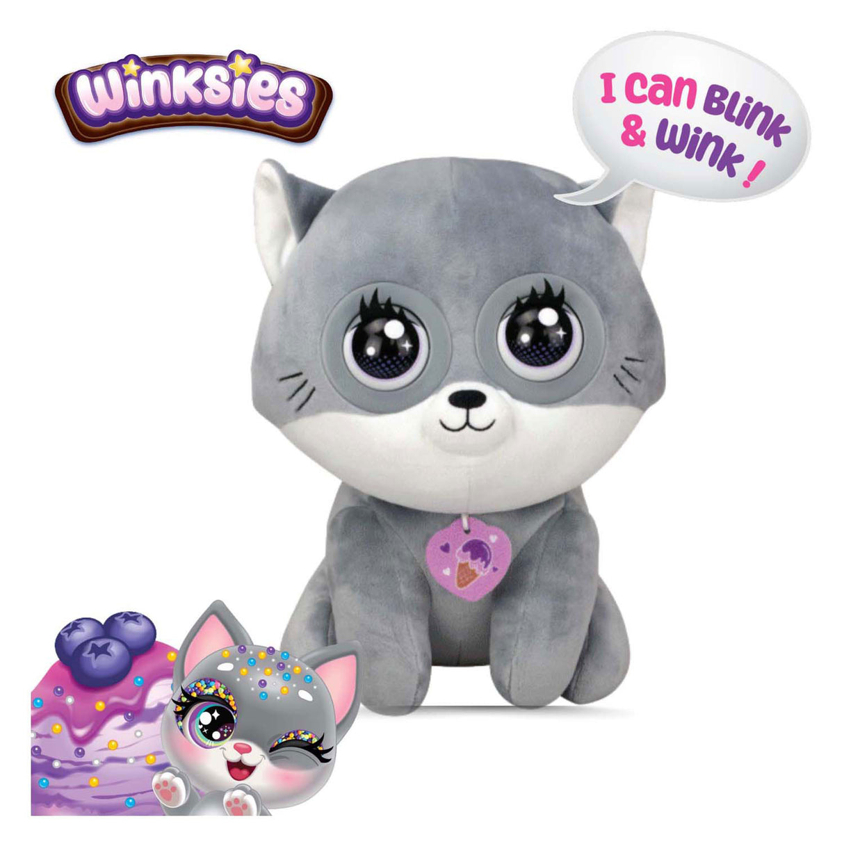 Silverlit Winksies Blueberry Kitten – interaktives Kuscheltier in einem Eisbecher