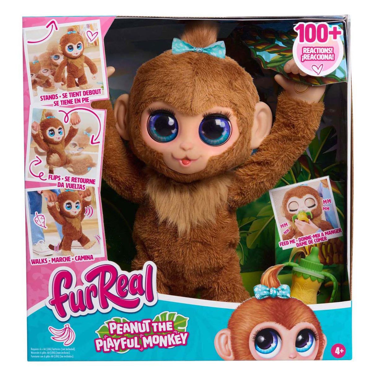 Spielen Sie einfach Furreal Peanut, den verspielten Affen – interaktiver Plüsch-Kuschelaffe