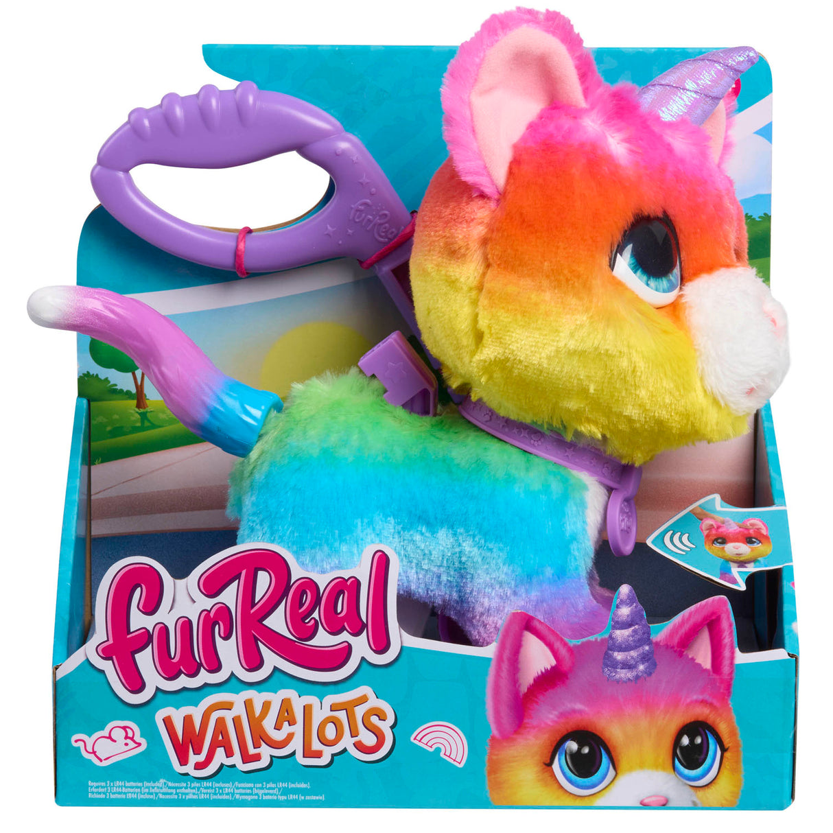 Spielen Sie einfach Furreal Walkalots Big Wags Einhornkatze – interaktives Plüschtier