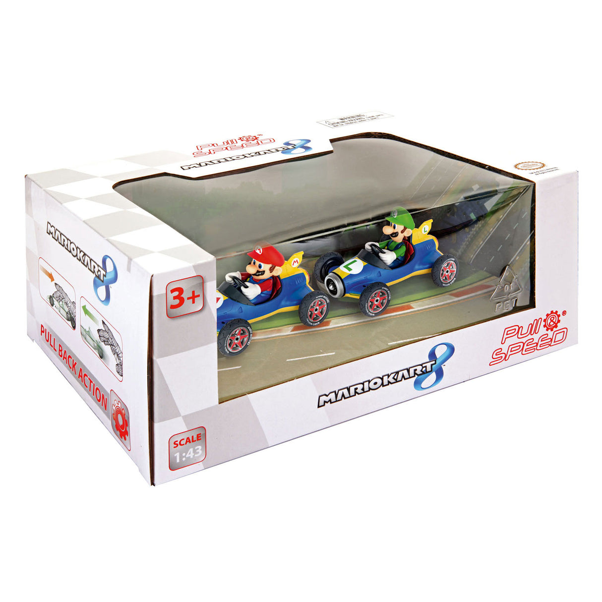 Carrera Super Mario Rückziehrennwagen Mach 8, 2 Stk.