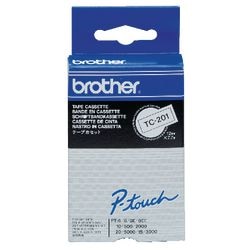 Brother laminiertes Klebeband für Etikettiermaschinen TC-201 12 mm x 7,7 m weiß schwarz