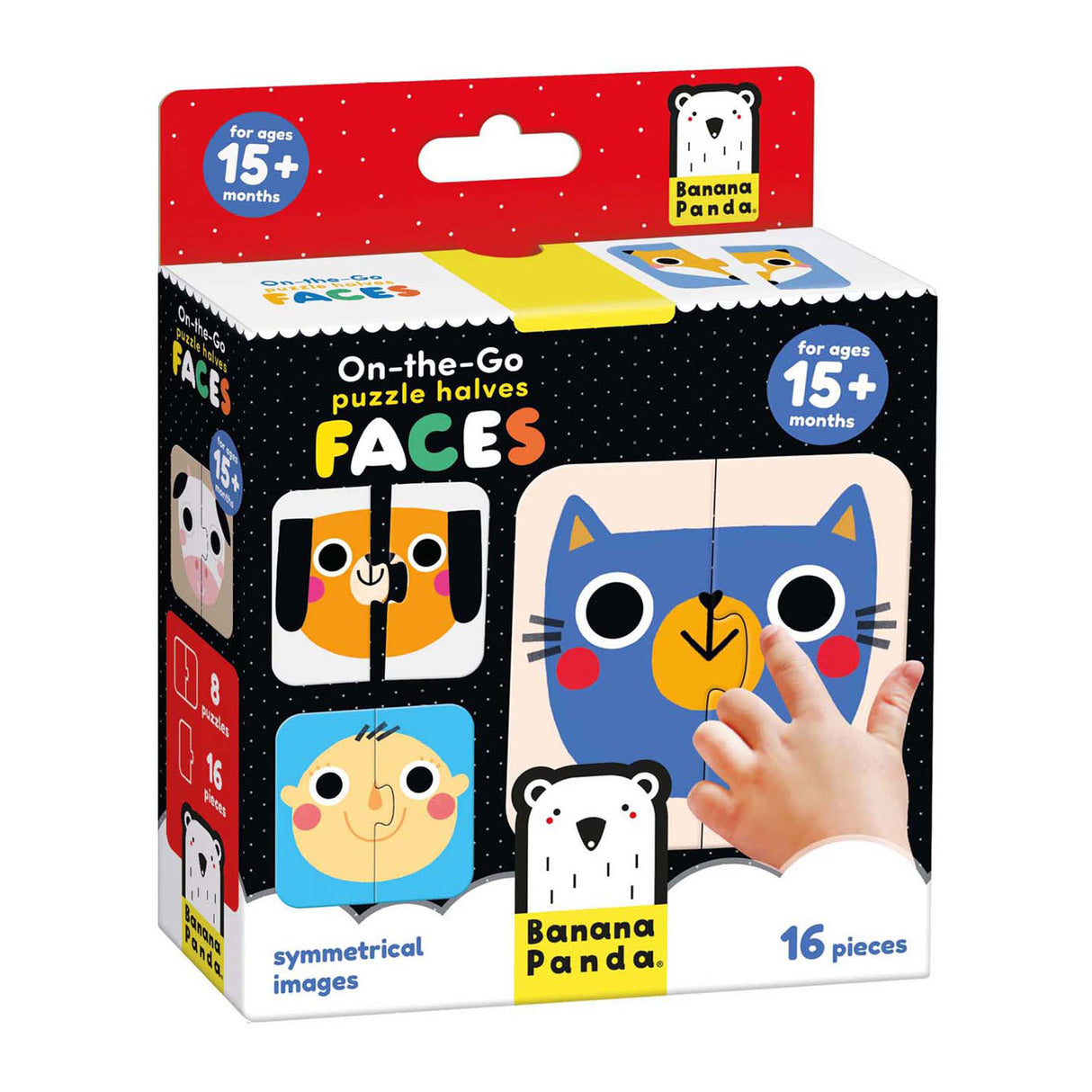 Bananenpanda – Halbgesichter-Puzzle für unterwegs – 16 Teile.