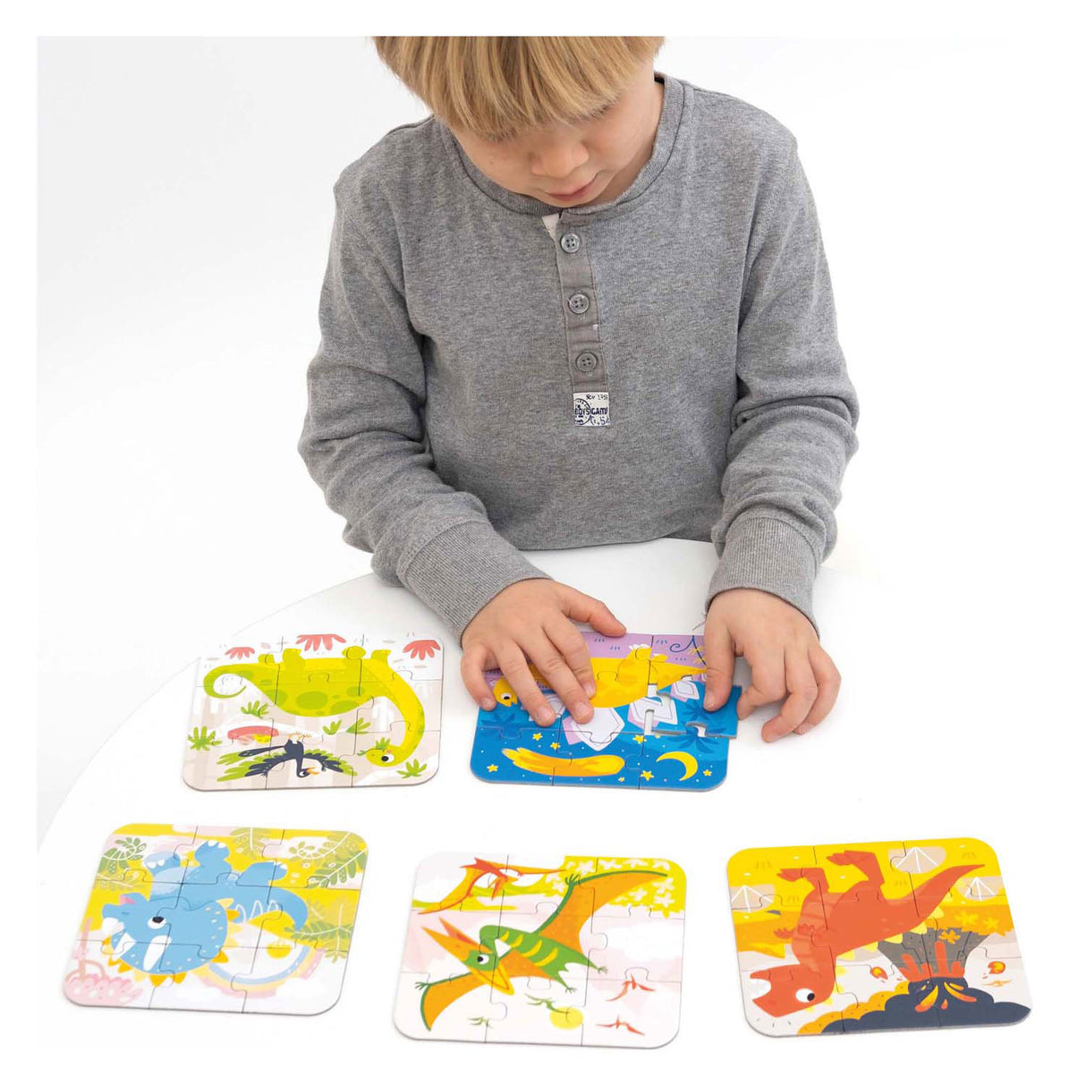 Bananen-Panda-Puzzle für unterwegs mit Dinosauriern 3+ – fünf Puzzles mit je 9 Teilen – lustiges Dino-Puzzlespielzeug.