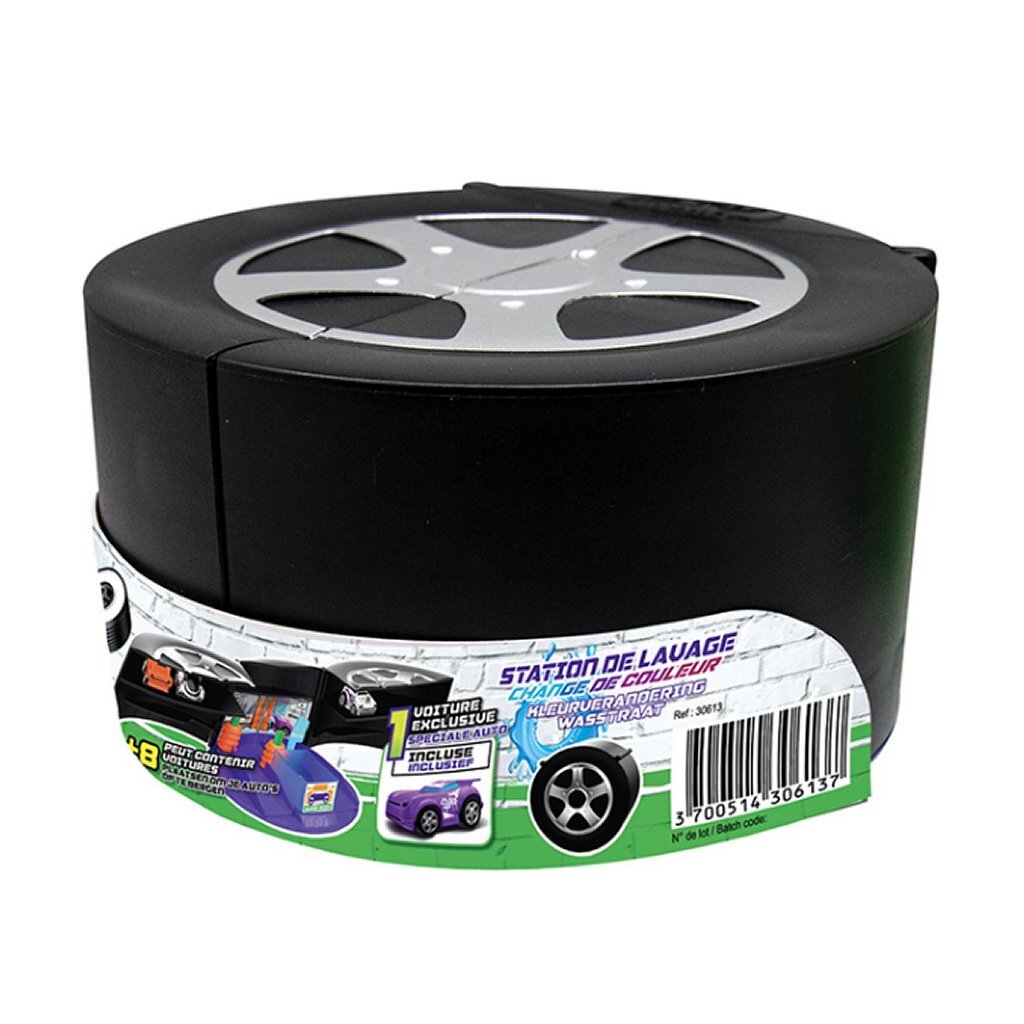 Grundlegende Spritzspielzeuge, Mikroräder, Autowaschanlage oder Boxenstopp mit Fahrzeug