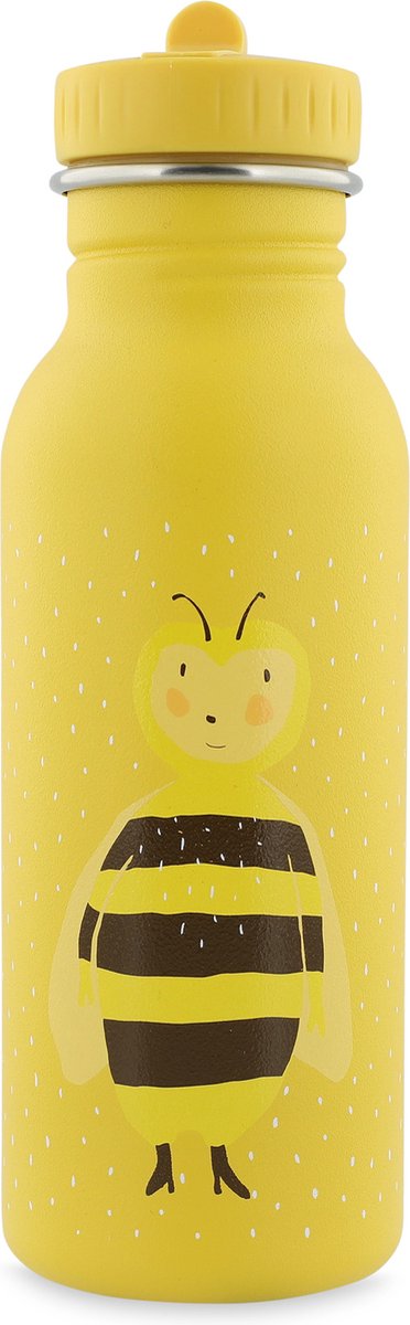 Trixie Trinkflasche - mrs. bumblebee – Edelstahl-Wasserflasche für Kinder – 500 ml – auslaufsichere Flasche – gelb – bei
