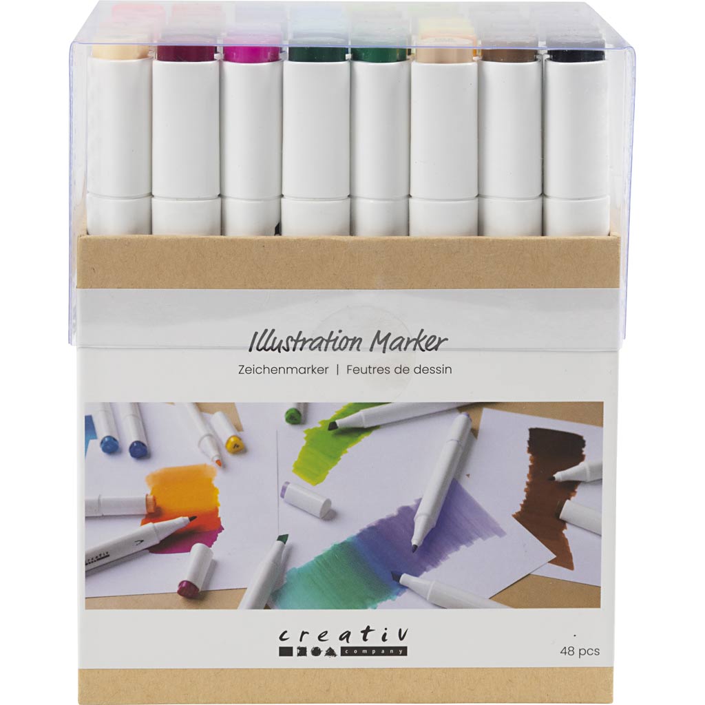 Creativ Company Zeichenstift, Strichstärke 1+8 mm, Standardfarben, 48 Stück 1 Box