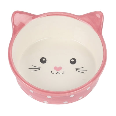 Happy Pet Futternapf für Katzen, Polka-Rosa, Creme
