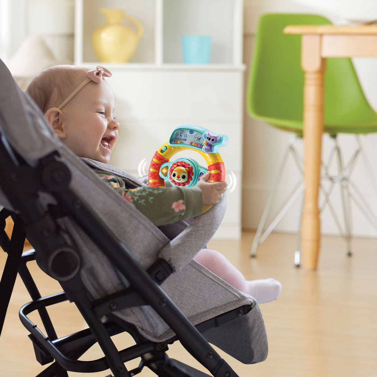 Vtech-Hupe am Lenkrad drehen