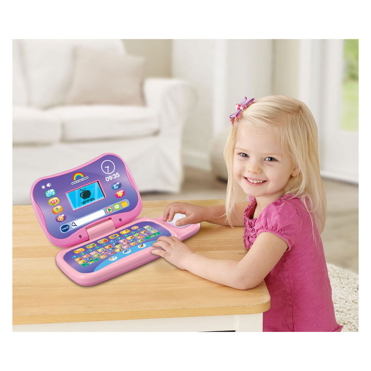 Vtech-Spiel und Laptop-Lernen in Pink