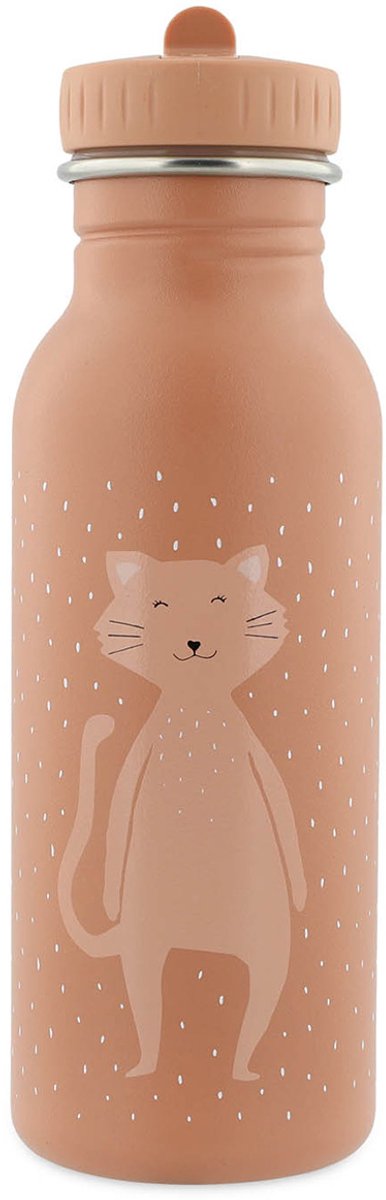Trixie Trinkflasche - mrs. Katze – Edelstahl-Wasserflasche für Kinder – 500 ml – auslaufsichere Flasche – rosa – Katze