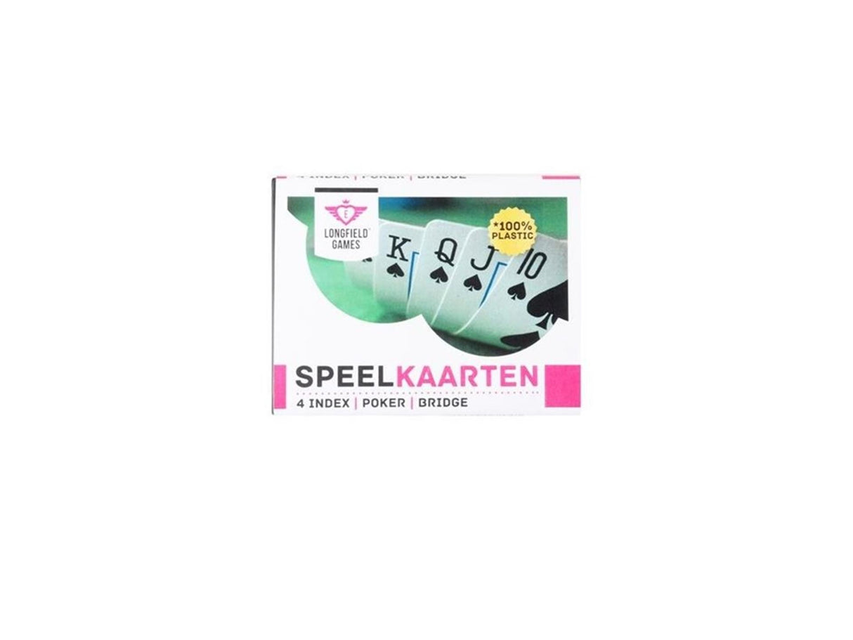Longfield Spielkarten 100 % Kunststoff, 2 Sets in Kunststoffbox Poker Bridge